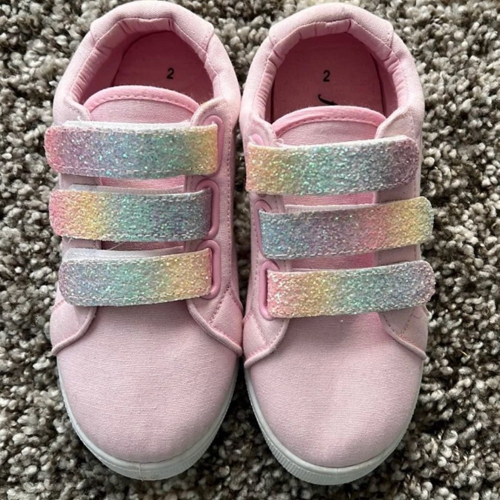 Just fab pink canvas sneakers. Size 2. New